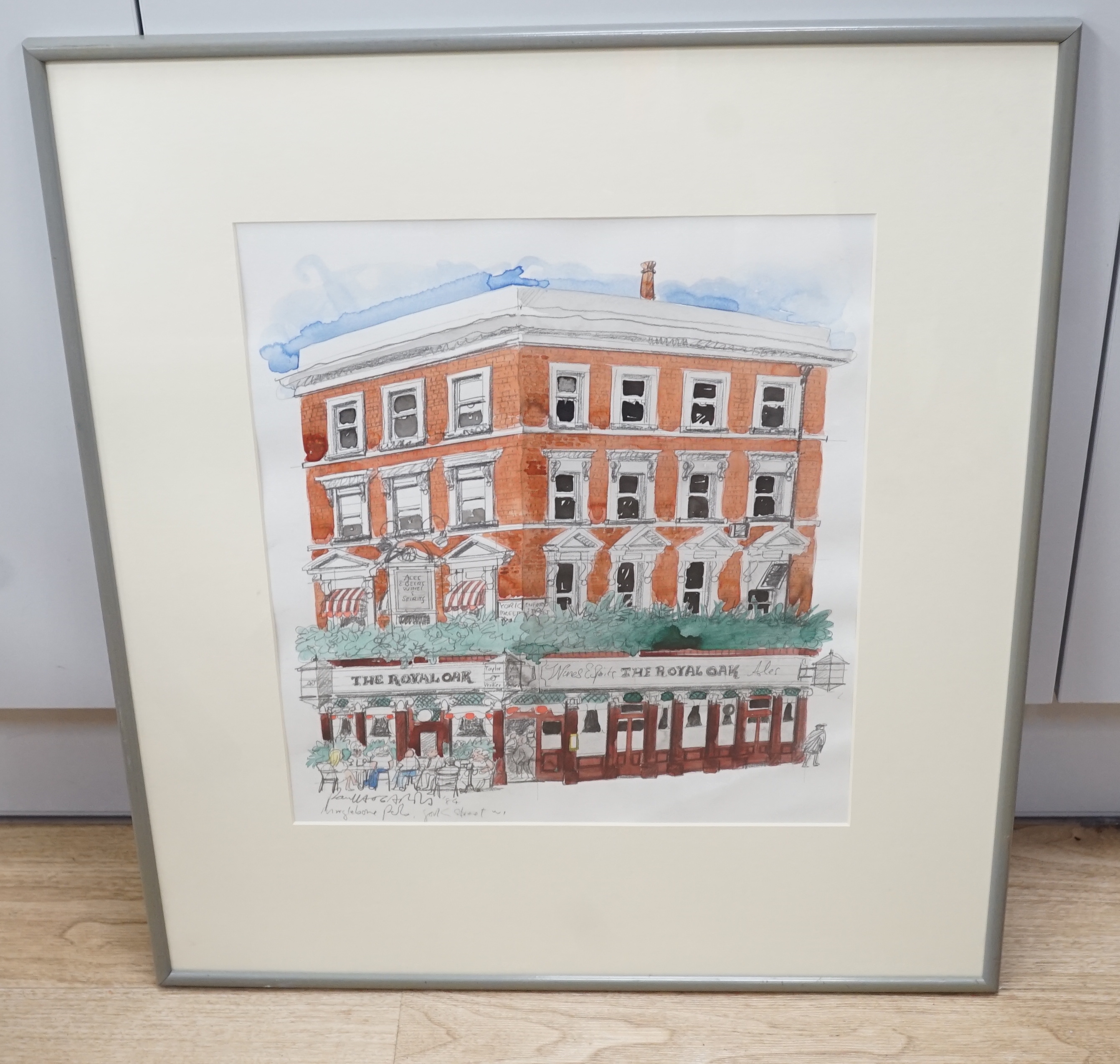 Paul Hogarth (1917-2001), watercolour, 'Marylebone Pub, York Street', signed in pencil and dated '84, 37 x 32cm